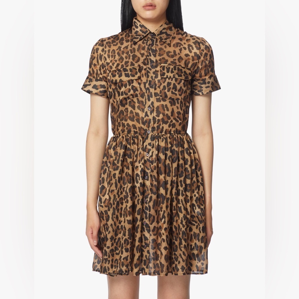 NWT Dsquared2 Animal Print Leopard Short Sleeve Mini Dress Sz 40